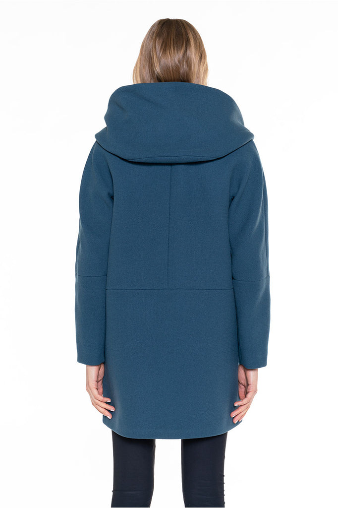 Manteau BERNING-Manteau à capuche en drap de laine bleu