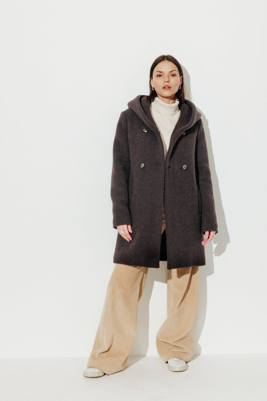 RICOUX - RICOUX - Manteau enveloppant en bouclette de laine marron Marron / Brown - Trench & Coat