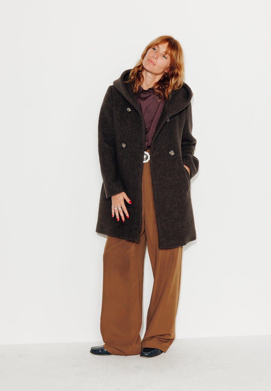 RICOUX - RICOUX - Manteau enveloppant en bouclette de laine marron Marron / Brown - Trench & Coat