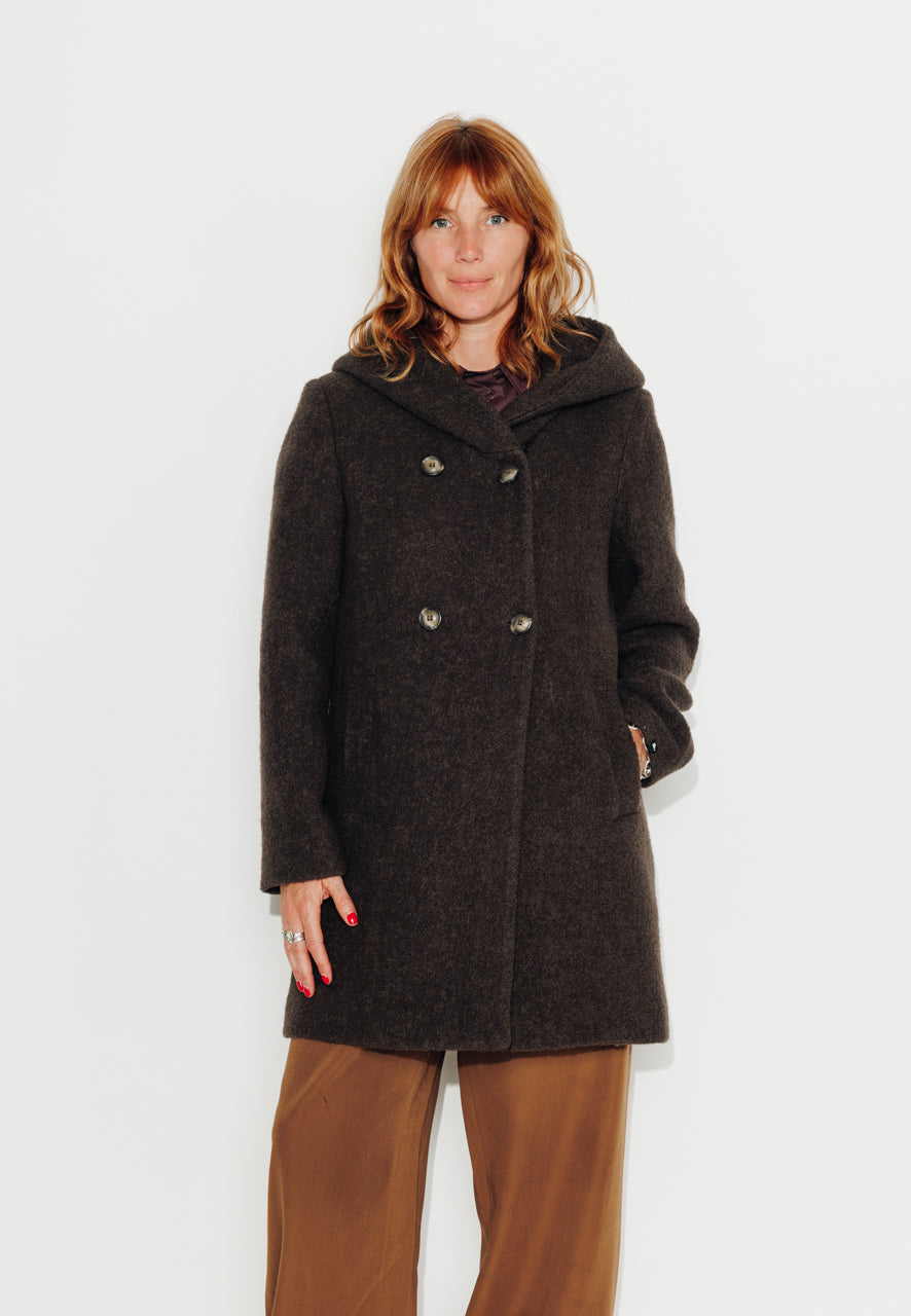 RICOUX - RICOUX - Manteau enveloppant en bouclette de laine marron Marron / Brown - Trench & Coat