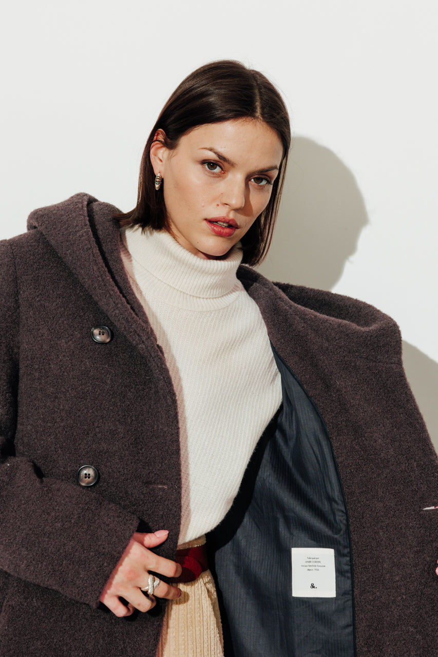 RICOUX - RICOUX - Manteau enveloppant en bouclette de laine marron Marron / Brown - Trench & Coat