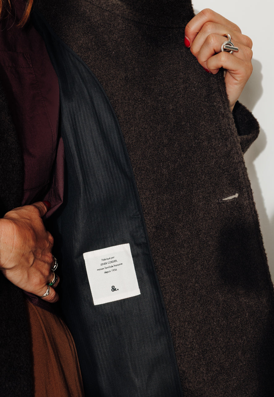 RICOUX - RICOUX - Manteau enveloppant en bouclette de laine marron Marron / Brown - Trench & Coat