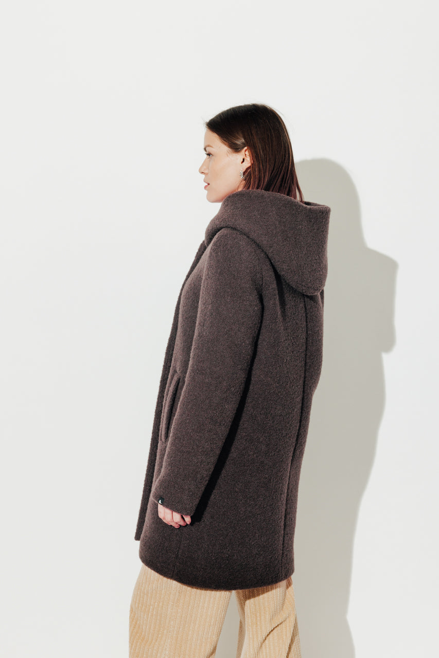 RICOUX - RICOUX - Manteau enveloppant en bouclette de laine marron Marron / Brown - Trench & Coat