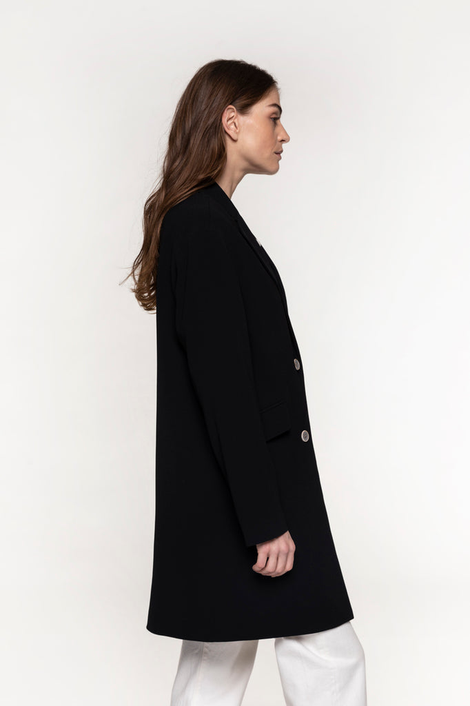 Manteau simple boutonnage CHEVERNY noir-Manteau simple boutonnage noir