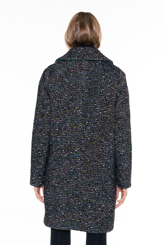 Manteau Cologne tweed noir-Manteau minimaliste en tweed noir