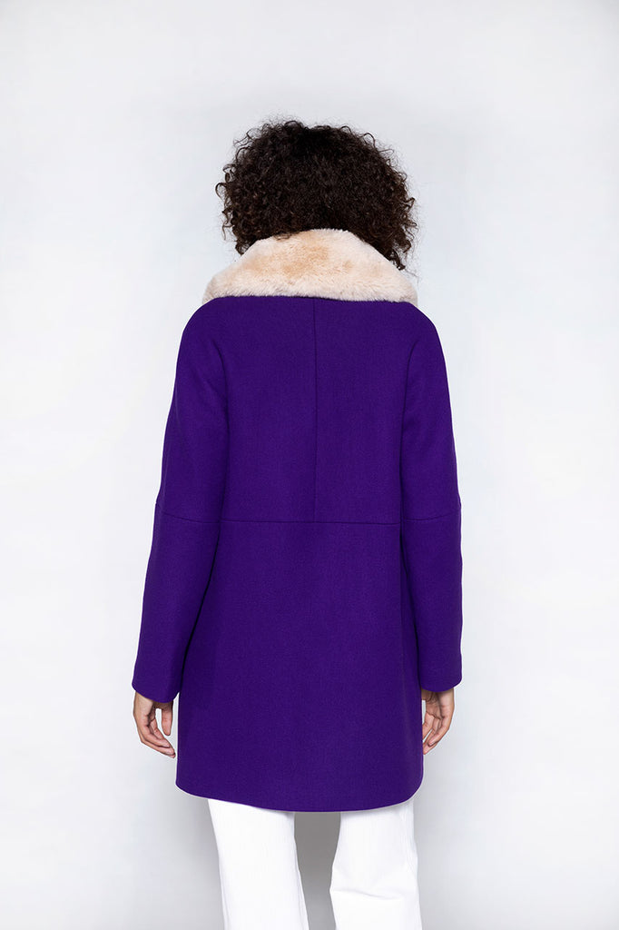 Manteau MOUZON-Manteau évasé en drap de laine vierge violet