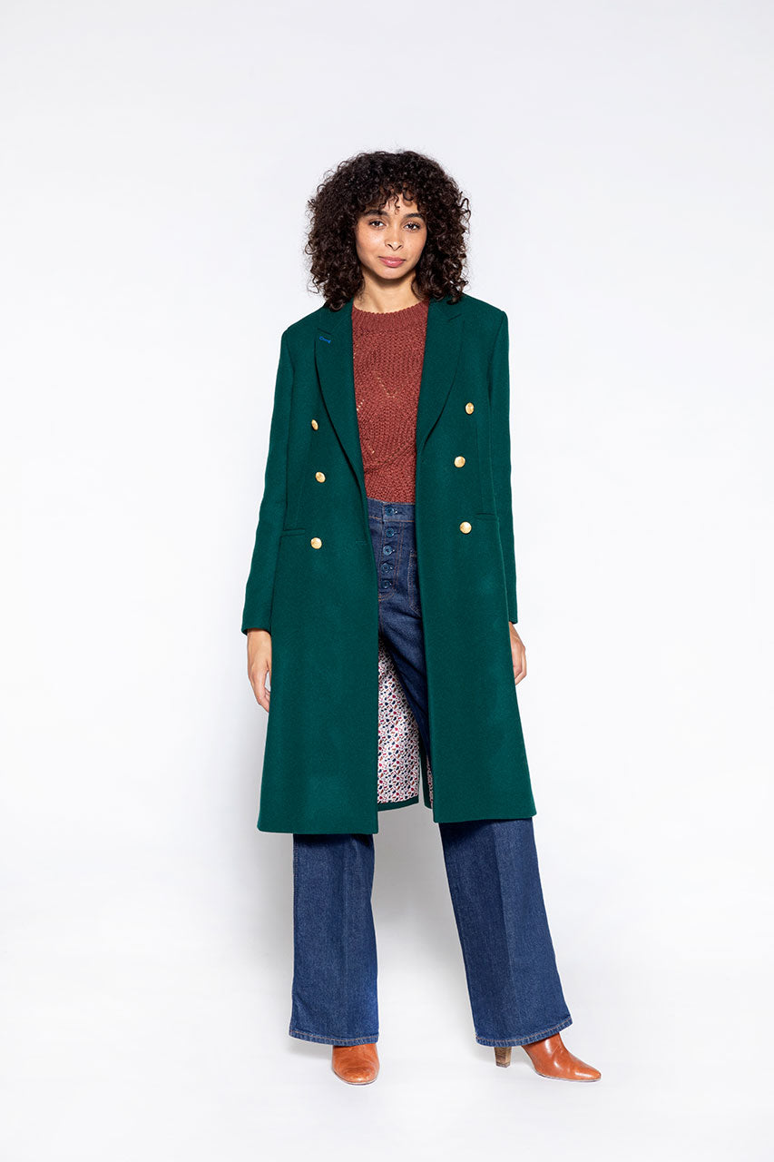 Galan Manteau Pardessus draps de laine vert