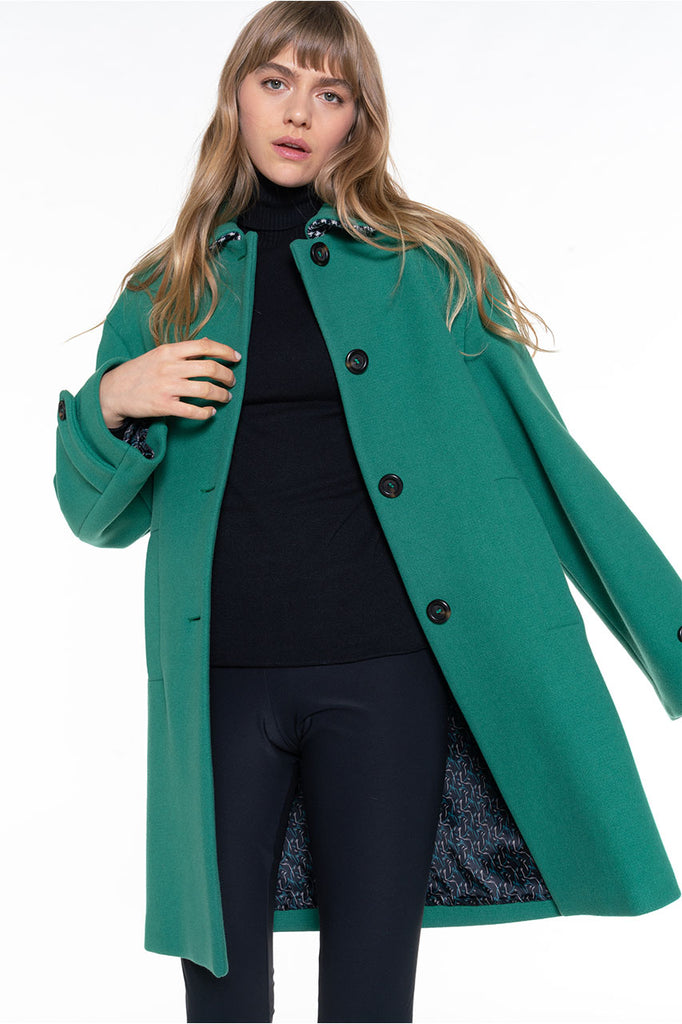 Manteau CERNAY-Redding en drap de laine vert
