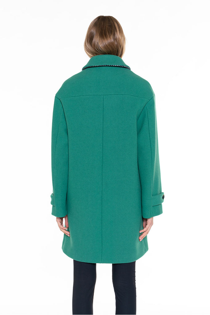 Manteau CERNAY-Redding en drap de laine vert