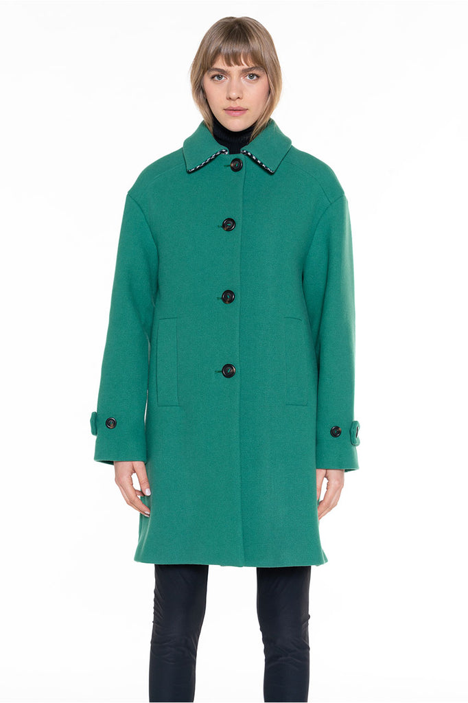 Manteau CERNAY-Redding en drap de laine vert