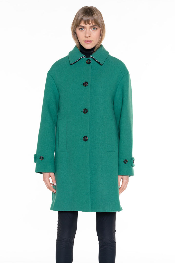 Manteau Cernay drap de laine vert-Redding en drap de laine vert