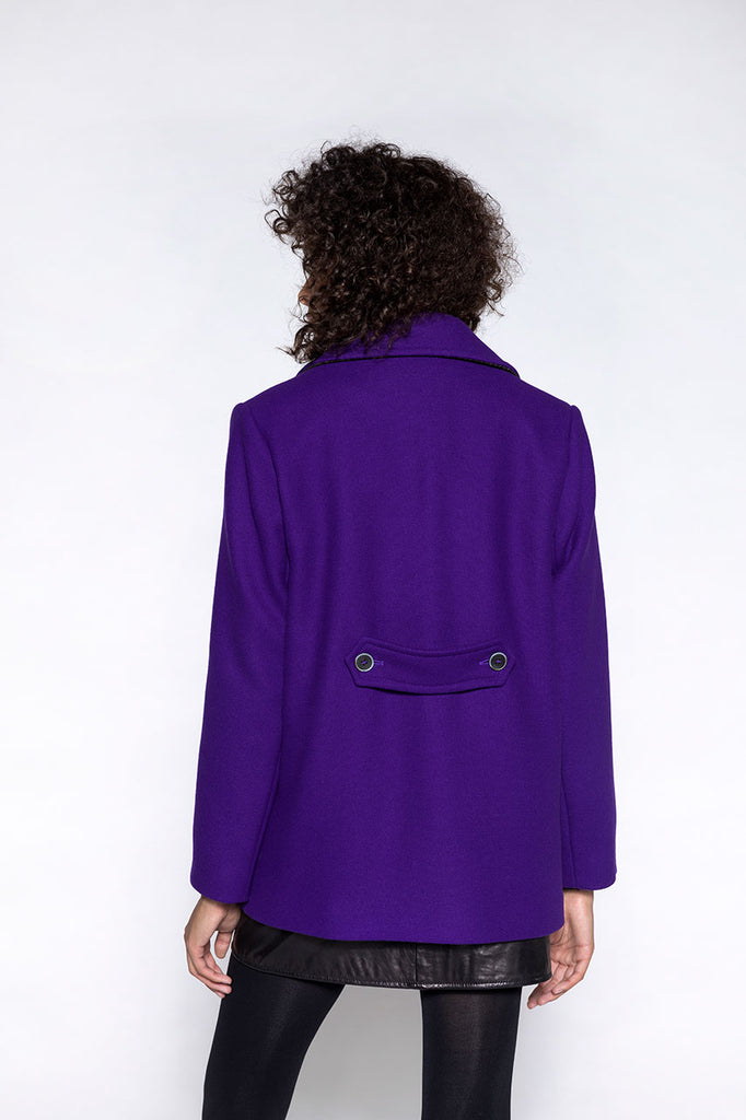 Caban court Valette laine vierge violet-Caban court en drap de laine violet