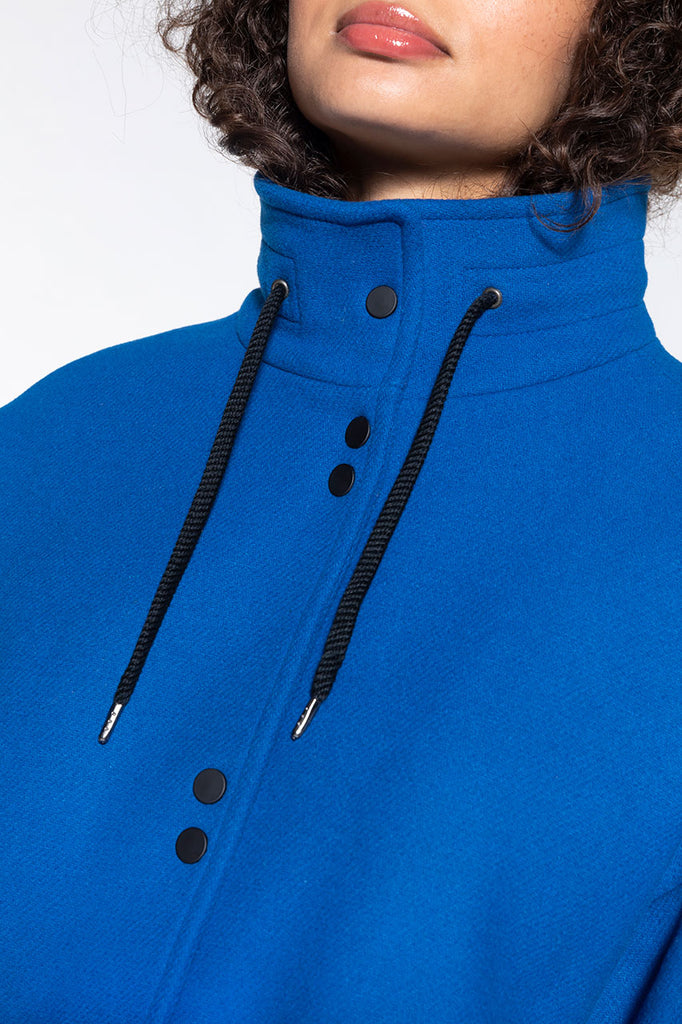 Parka DIEVAL-Parka courte oversize en drap de laine bleue