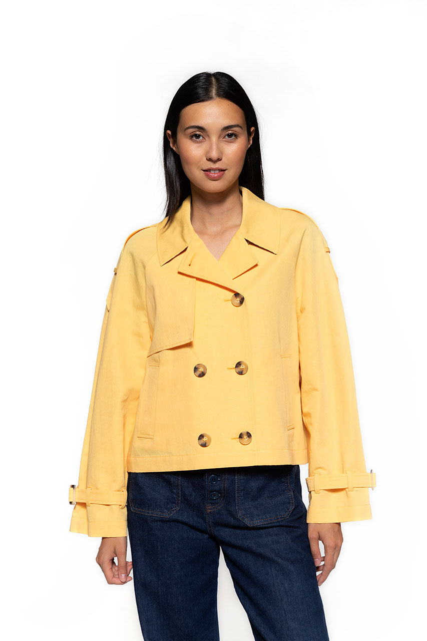 Manteau court esprit trench en coton jaune Trench Coat Trench Coat France