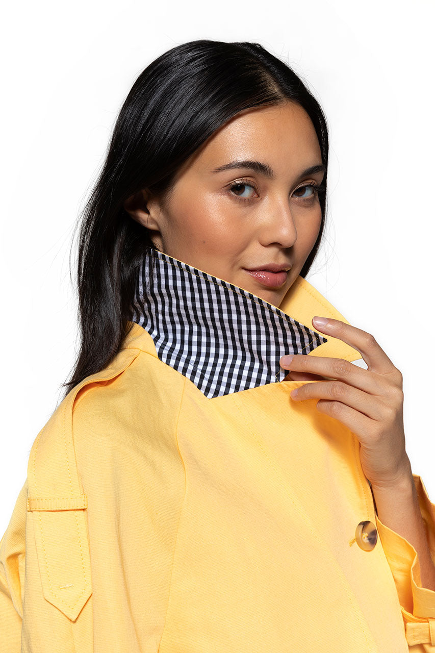 Manteau court esprit trench en coton jaune Trench Coat Trench Coat France