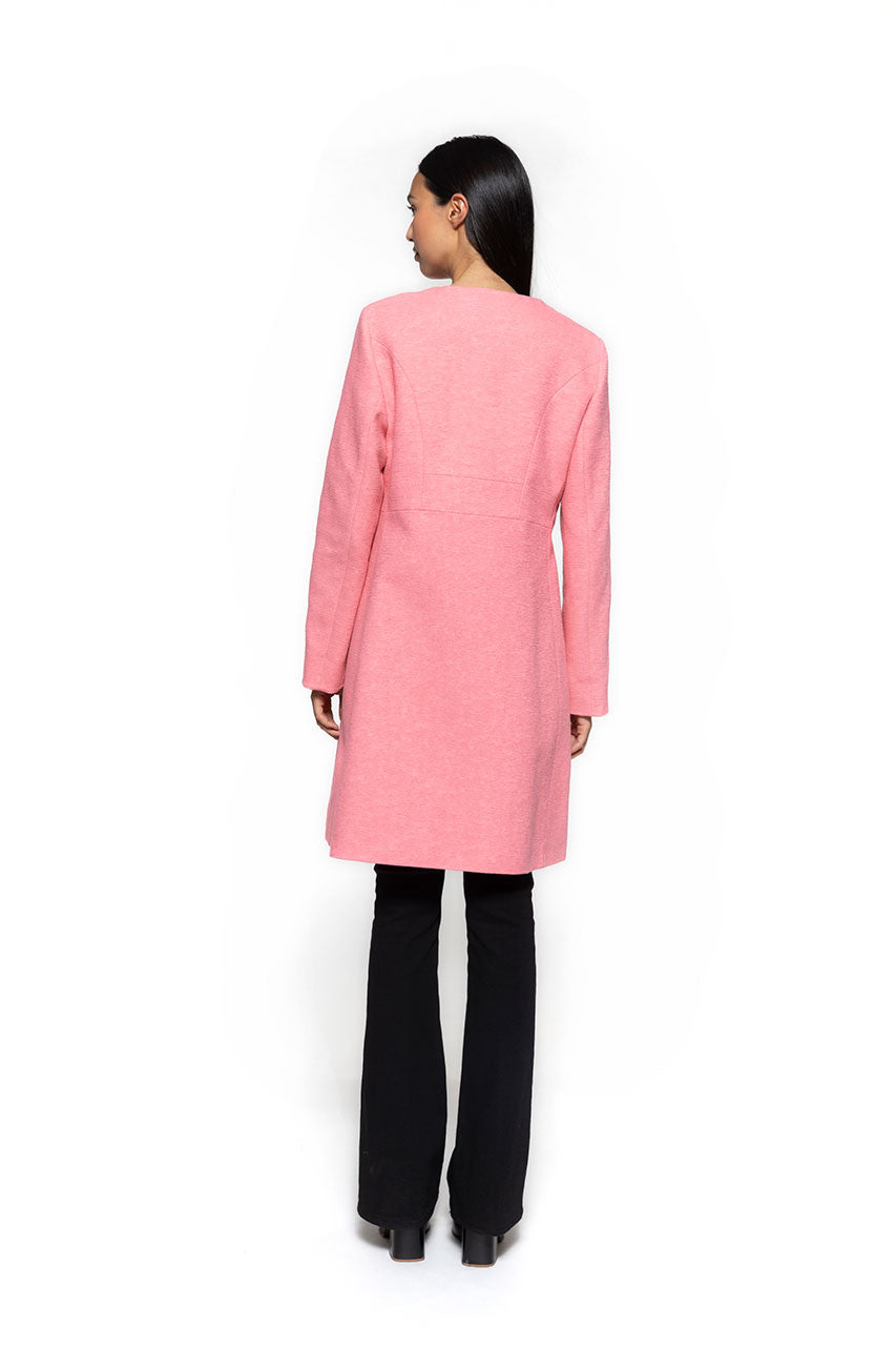 Pink fitted collarless coat Trench Coat Trench Coat France