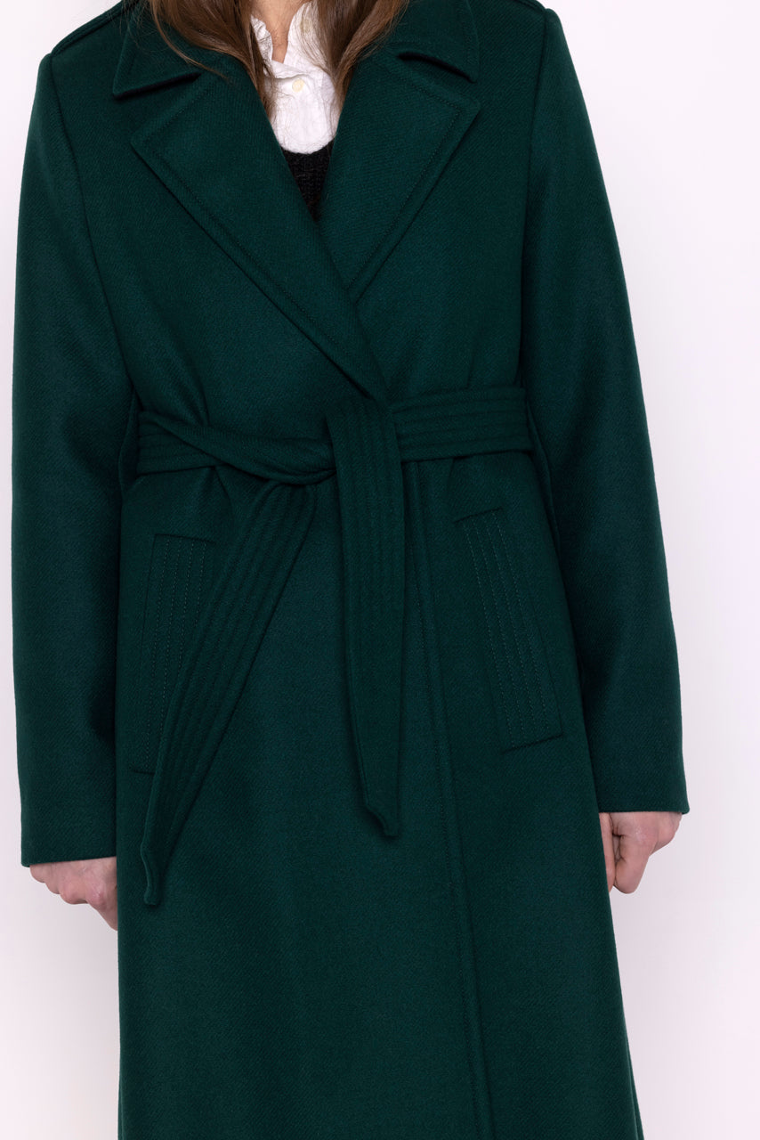 Green belted coat on sale