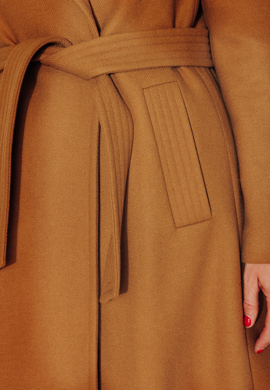 PRECIEUX - PRECIEUX - Manteau long ceinturé en drap de laine vierge camel Camel / Camel - Trench & Coat