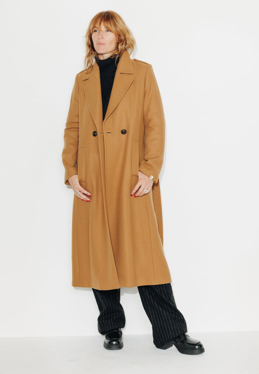 PRECIEUX - PRECIEUX - Manteau long ceinturé en drap de laine vierge camel Camel / Camel - Trench & Coat