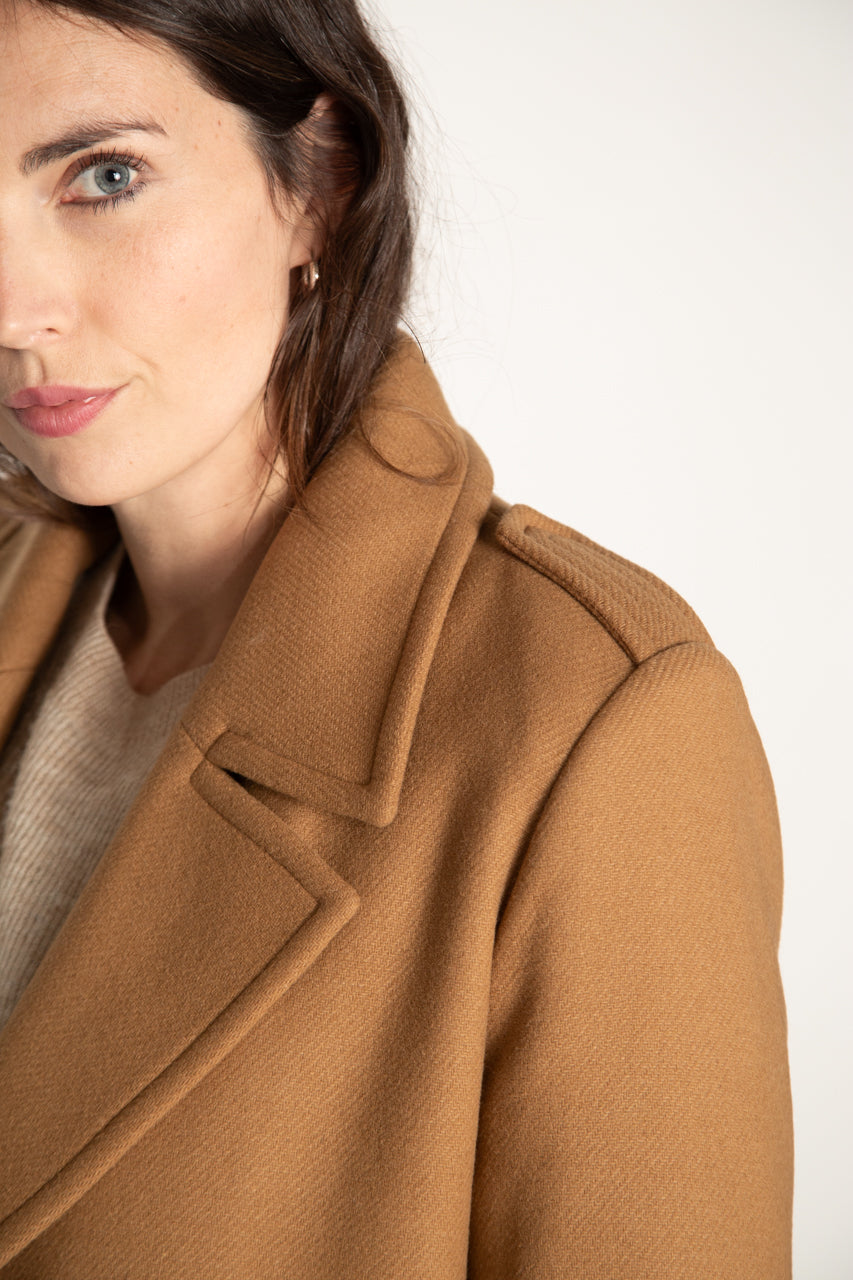 PRECIEUX - PRECIEUX - Manteau long ceinturé en drap de laine vierge camel Camel / Camel - Trench & Coat