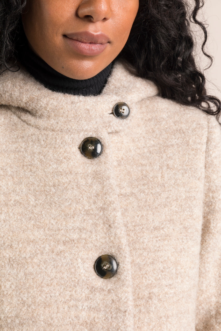 Manteau femme capuche court en alpaga beige Trench Coat Trench Coat France
