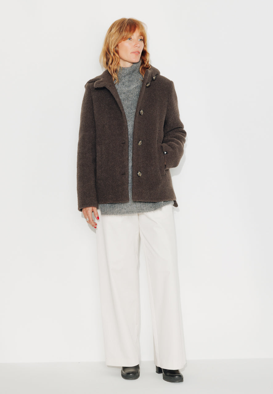 CORMOZ - CORMOZ - Manteau court en bouclette de laine vierge marron Marron / Brown - Trench & Coat