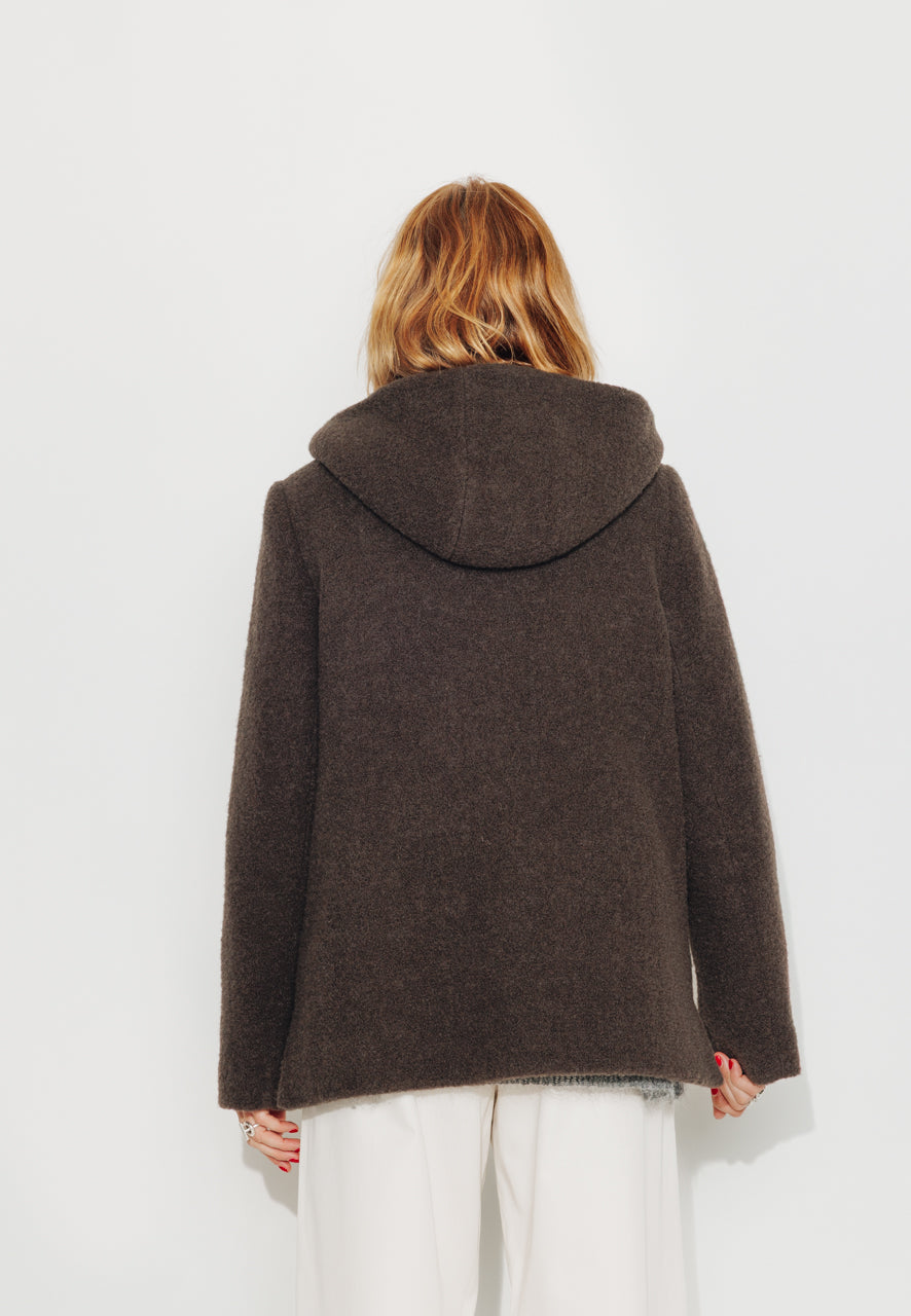 CORMOZ - CORMOZ - Manteau court en bouclette de laine vierge marron Marron / Brown - Trench & Coat