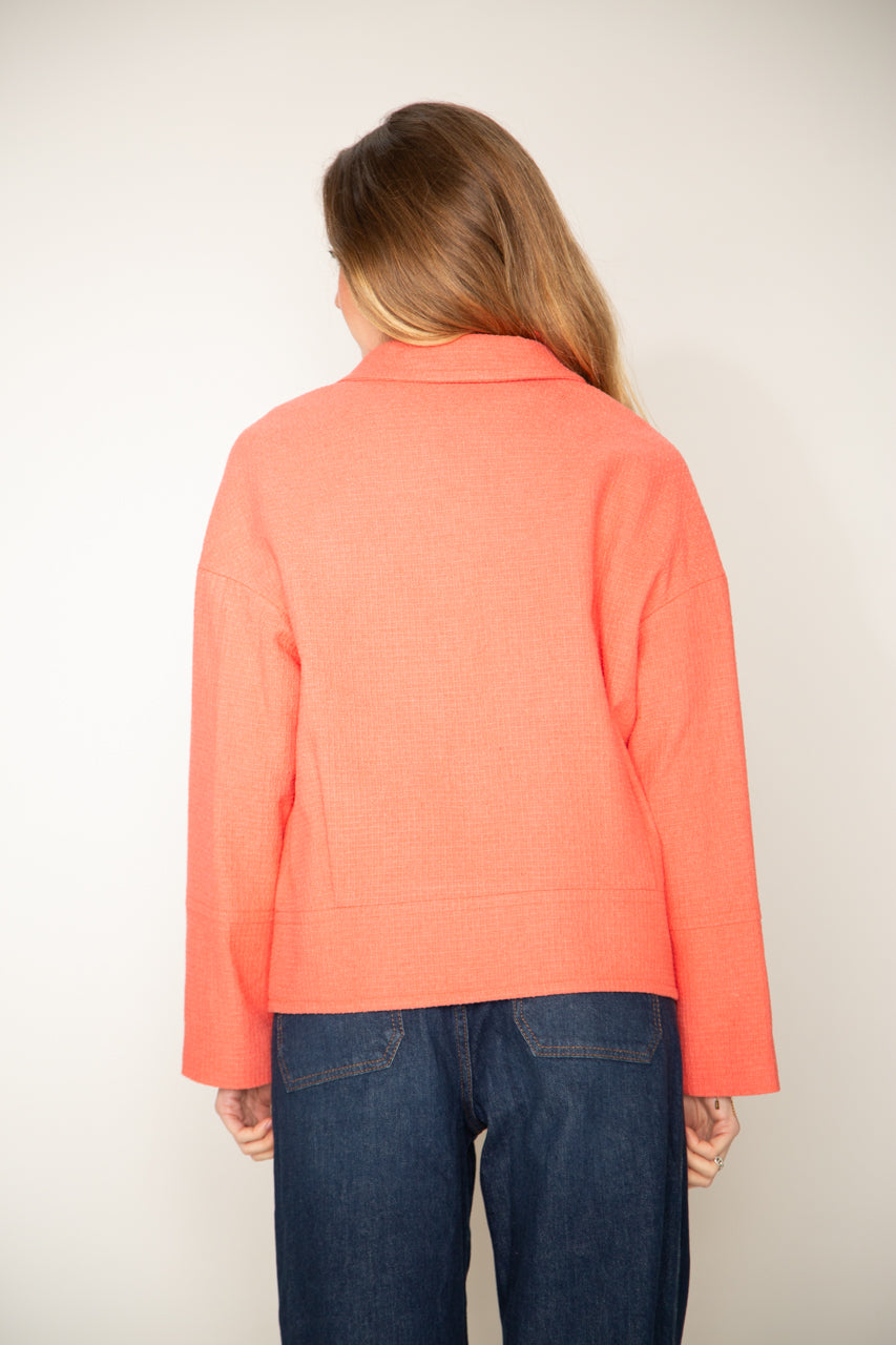 Mably- Manteau court oversize corail