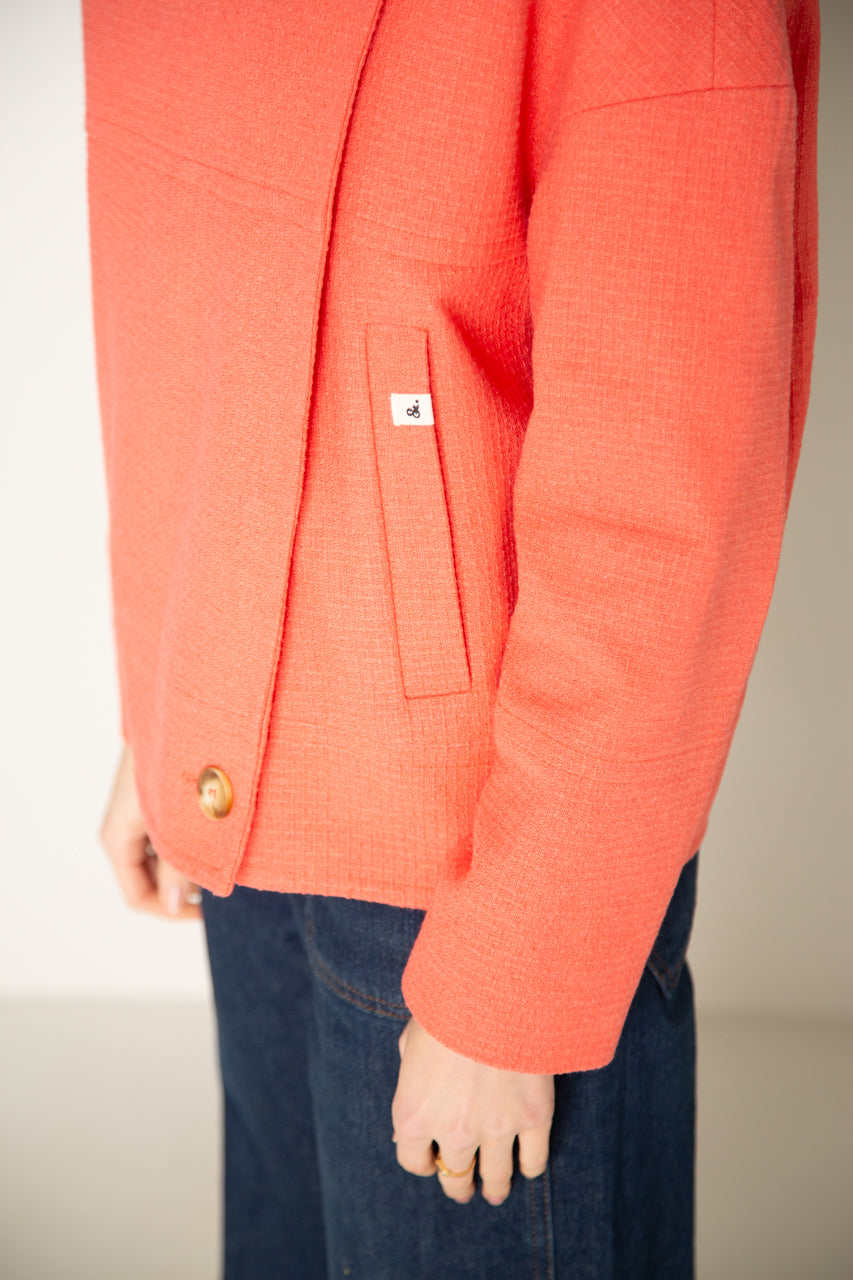 Mably- Manteau court oversize corail