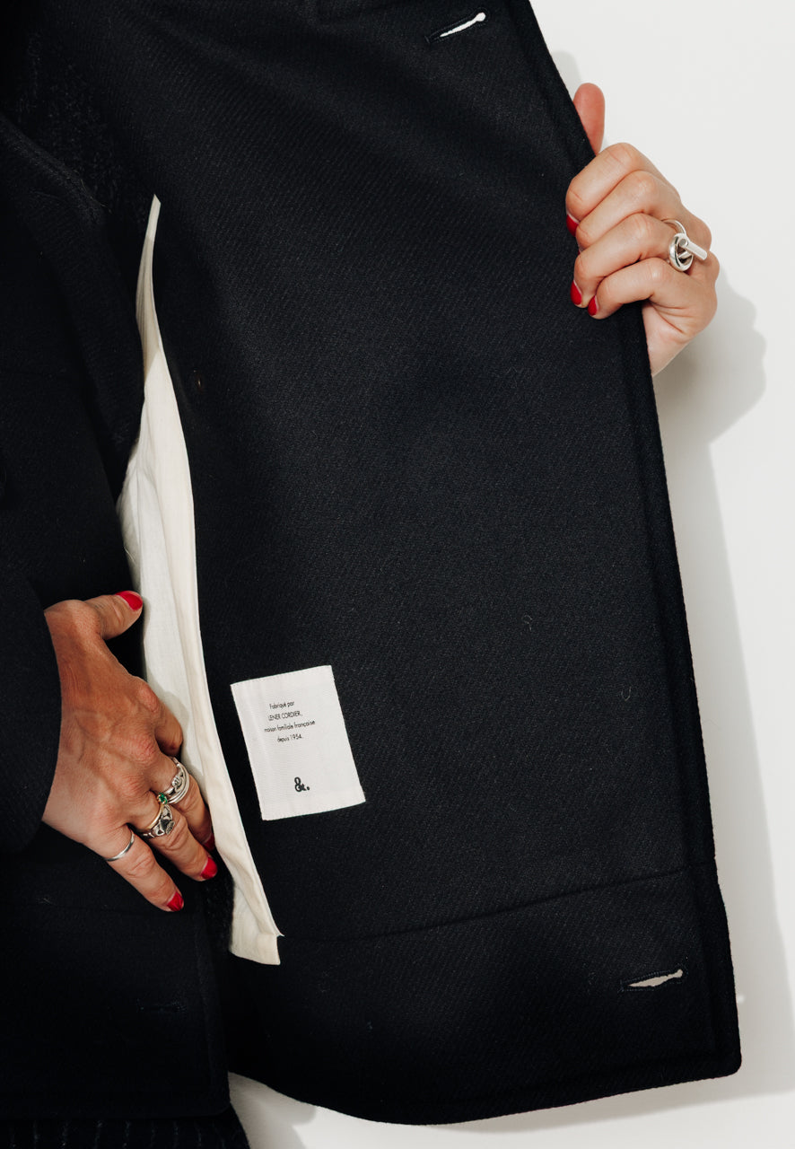 MABLY - MABLY - Blouson court oversize en drap de laine noir Noir / Black - Trench & Coat