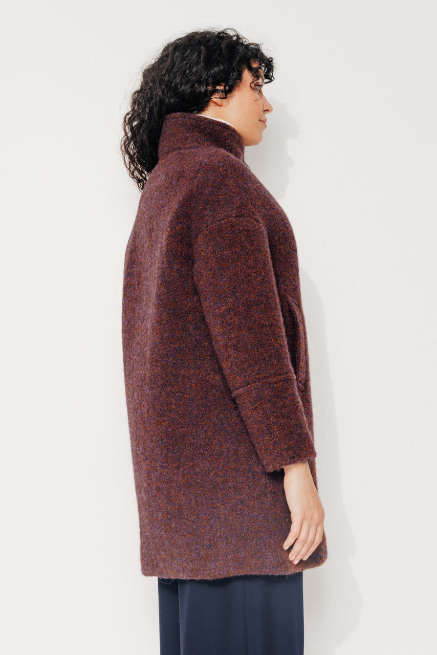 UPIE - UPIE - Manteau mi-long oversize en bouclette bicolore laine & alpaga rouille ROUILLE - Trench & Coat