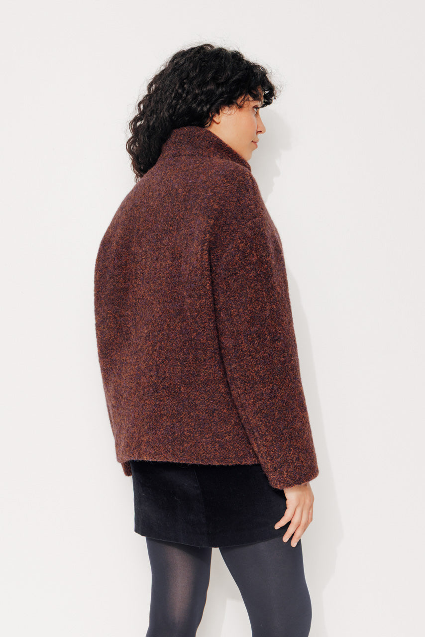 PLUMERIA - PLUMERIA - Manteau court oversize en bouclette laine et alpaga rouille ROUILLE - Trench & Coat