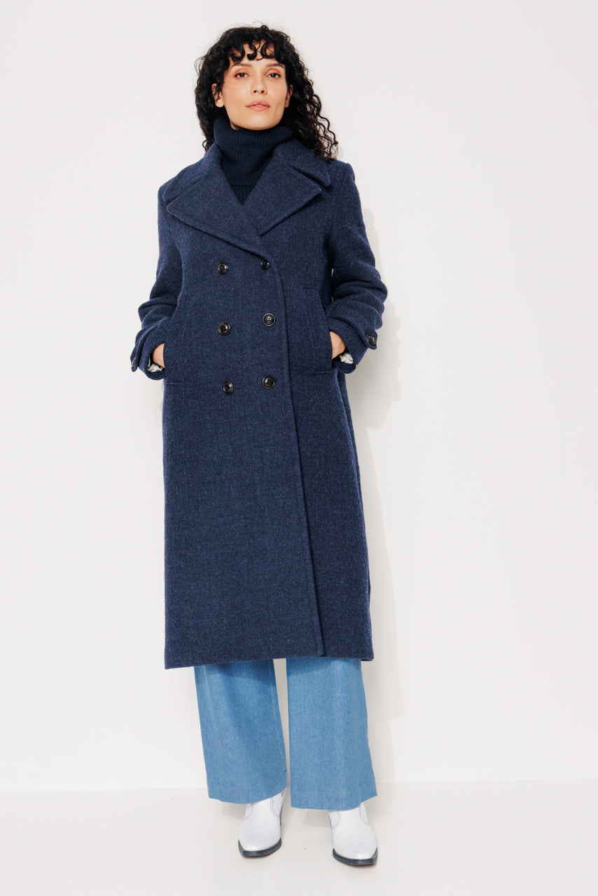 MONSTERA - MONSTERA - Manteau long oversize en laine vierge marine MARINE - Trench & Coat