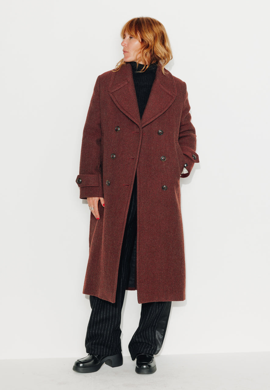 MONSTERA - MONSTERA - Manteau long oversize en laine vierge bordeaux BORDEAUX - Trench & Coat