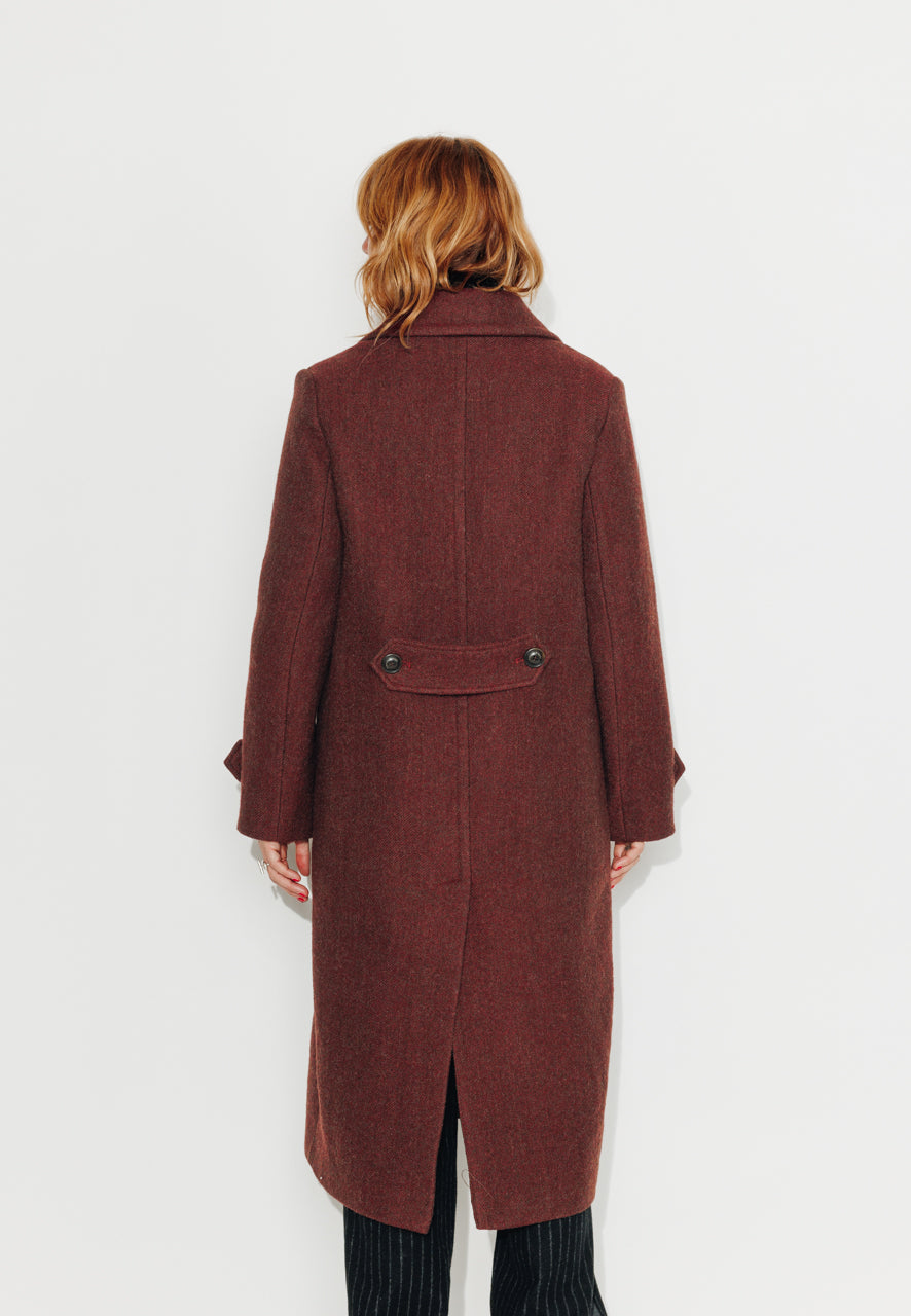 MONSTERA - MONSTERA - Manteau long oversize en laine vierge bordeaux BORDEAUX - Trench & Coat