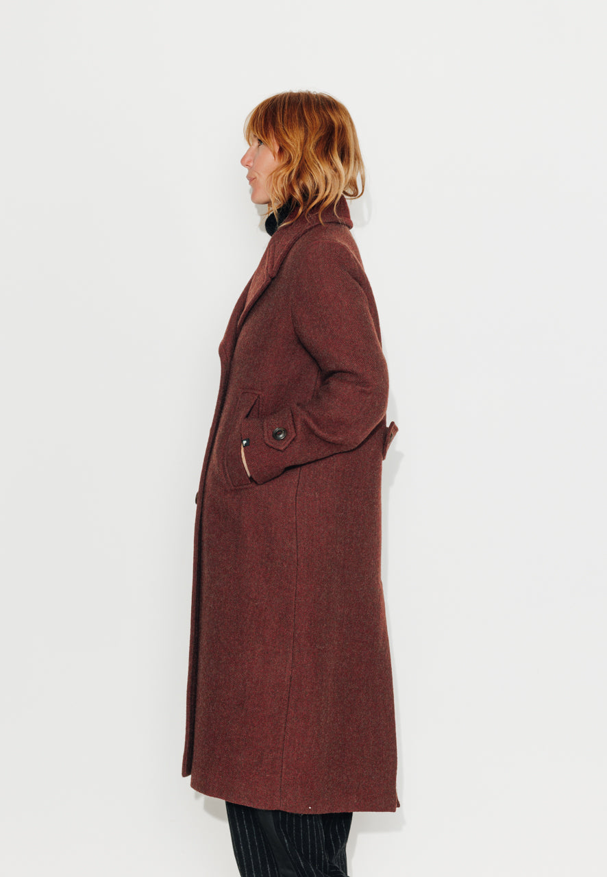 MONSTERA - MONSTERA - Manteau long oversize en laine vierge bordeaux BORDEAUX - Trench & Coat