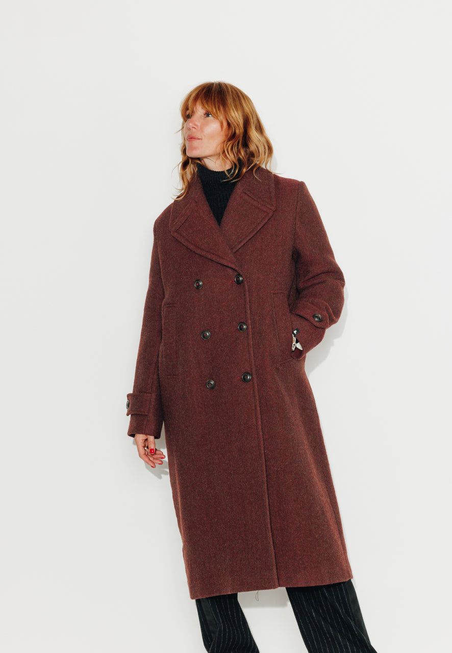 MONSTERA - MONSTERA - Manteau long oversize en laine vierge bordeaux BORDEAUX - Trench & Coat