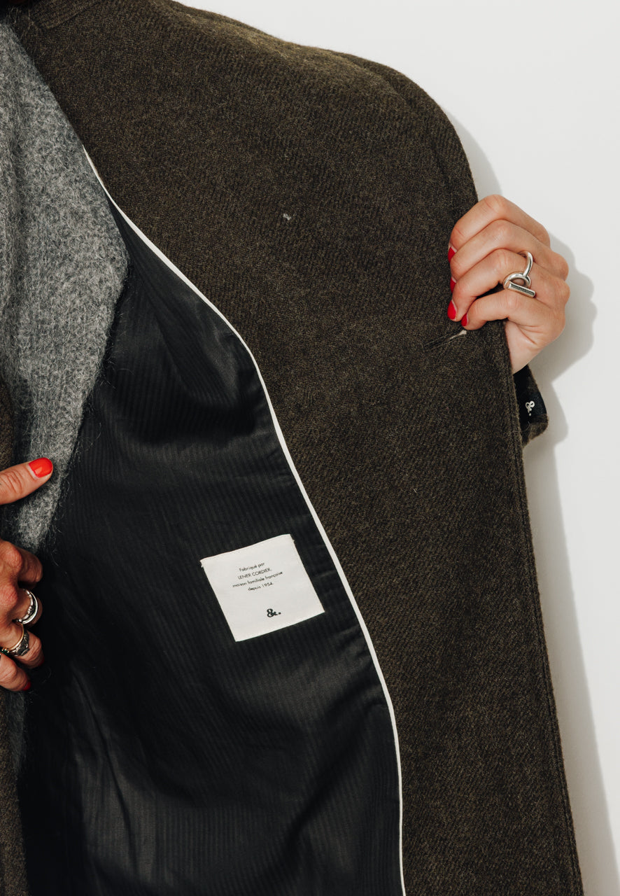 MONSTERA - MONSTERA - Manteau long oversize en laine vierge kaki KAKI - Trench & Coat