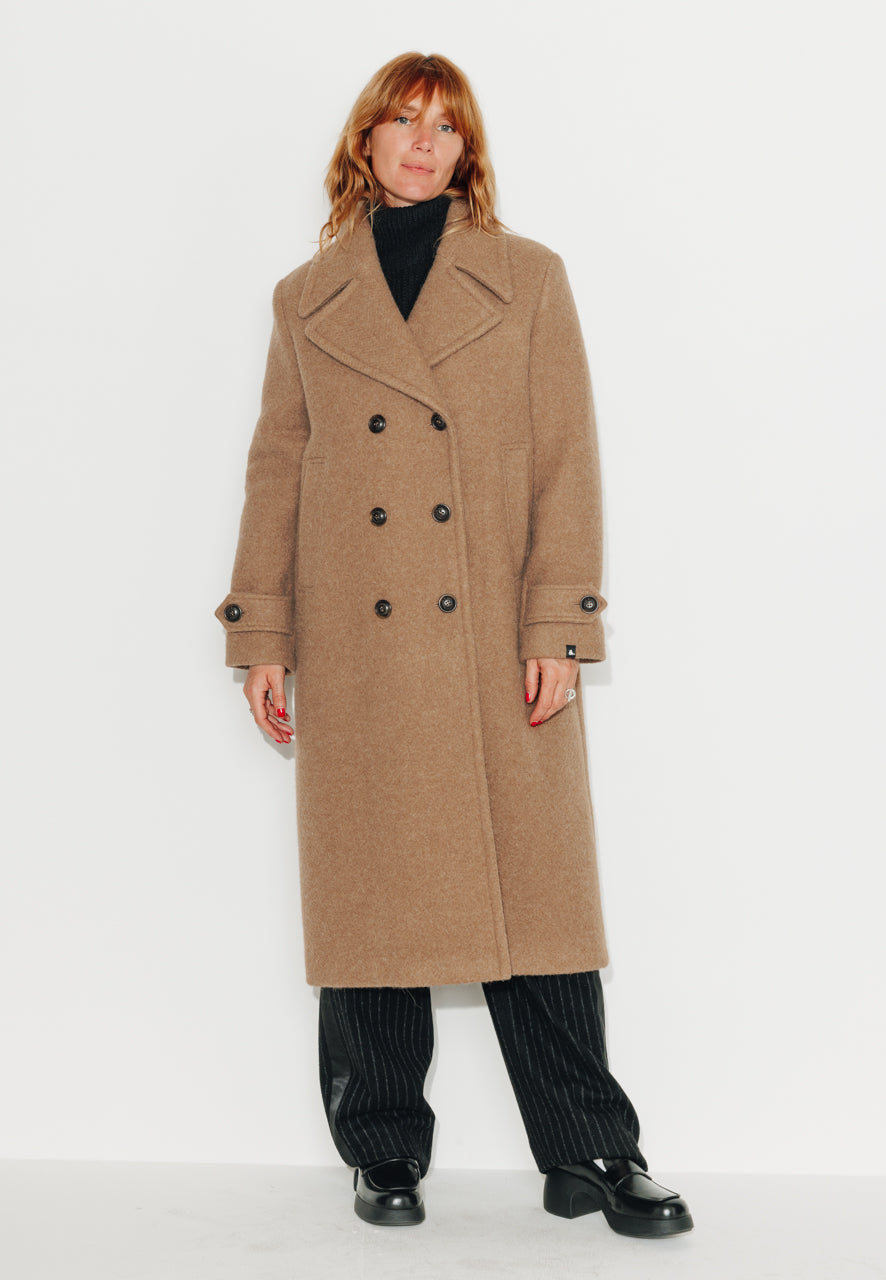 MONSTERA - MONSTERA - Manteau long en laine vierge et alpaga camel MARRON - Trench & Coat