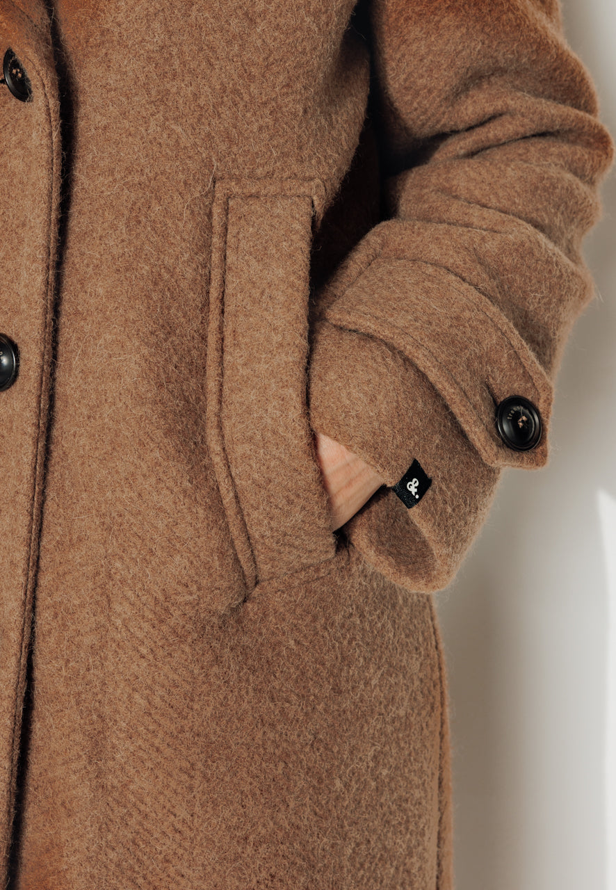 MONSTERA - MONSTERA - Manteau long en laine vierge et alpaga camel MARRON - Trench & Coat