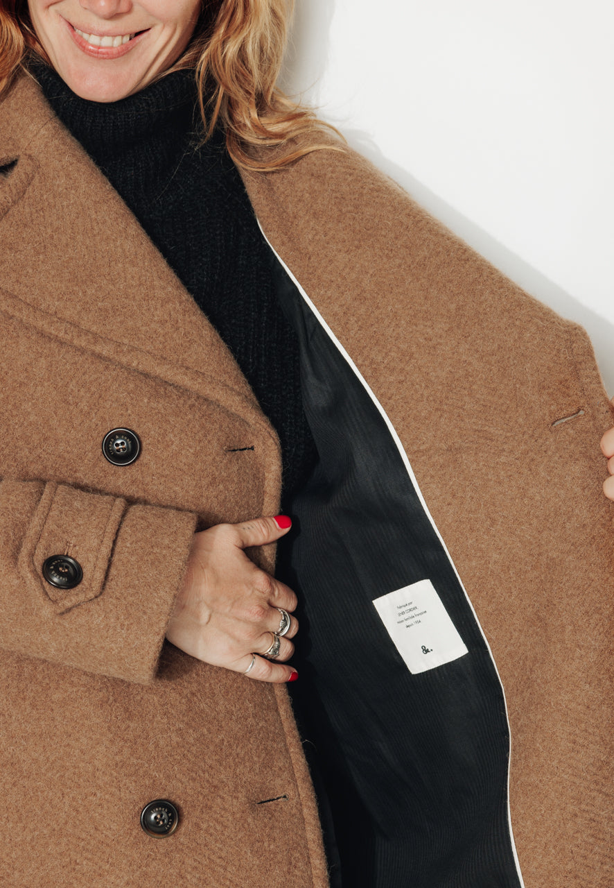 MONSTERA - MONSTERA - Manteau long en laine vierge et alpaga camel MARRON - Trench & Coat