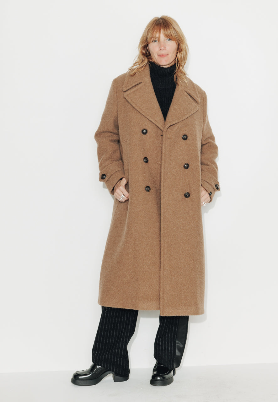 MONSTERA - MONSTERA - Manteau long en laine vierge et alpaga camel MARRON - Trench & Coat