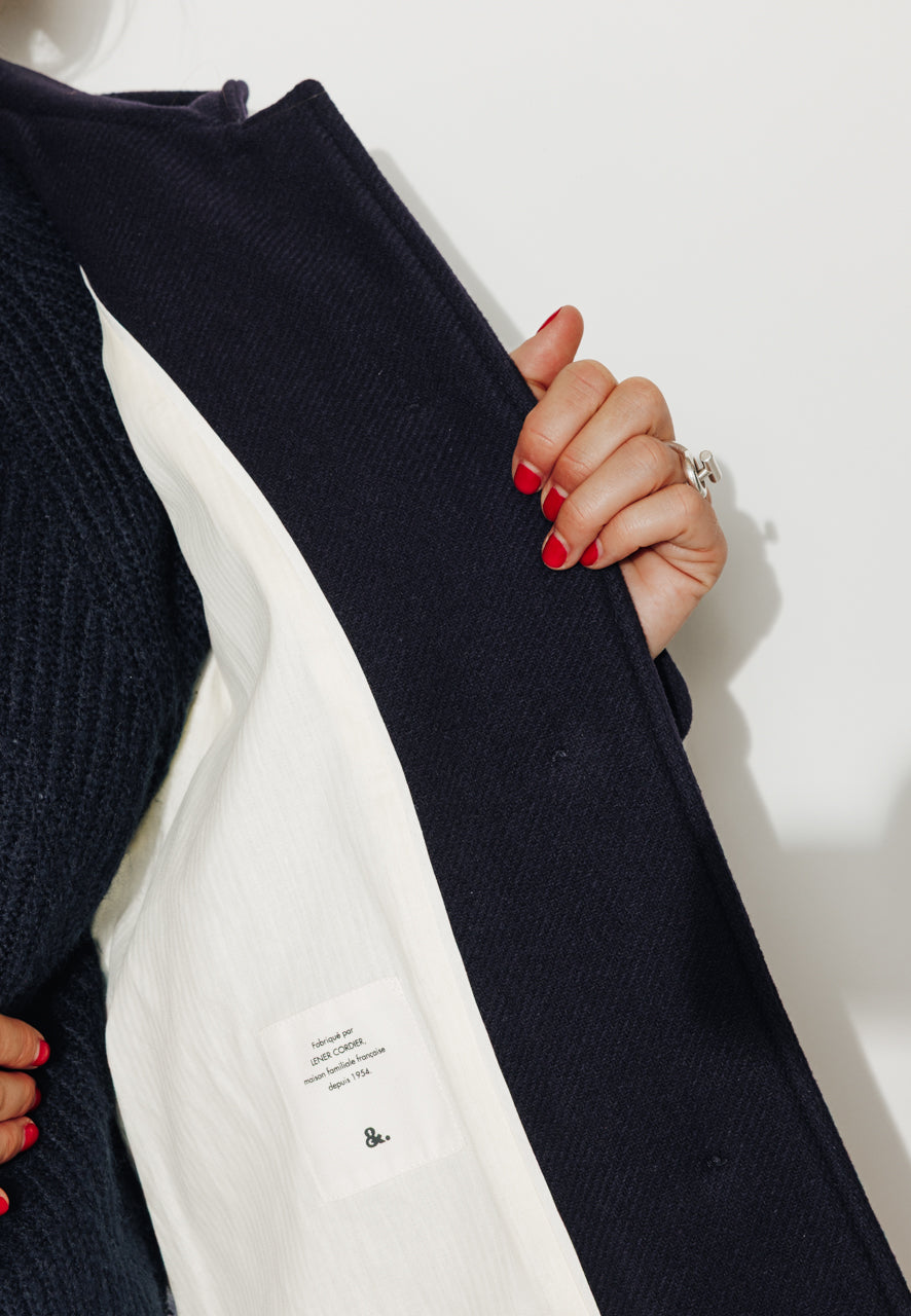 ABEKIA - ABEKIA - Manteau court oversize en drap de laine vierge marine Marine / Navy - Trench & Coat