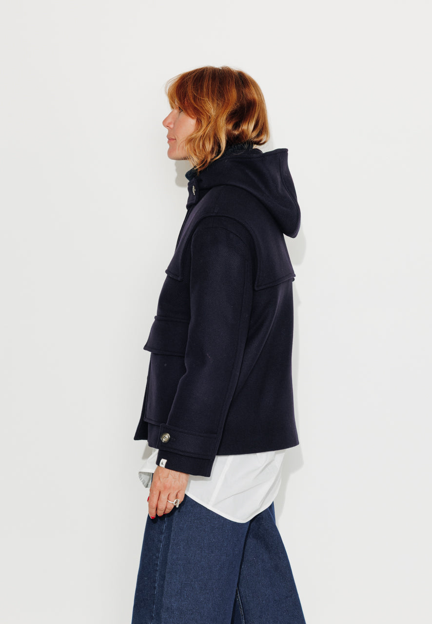 ABEKIA - ABEKIA - Manteau court oversize en drap de laine vierge marine Marine / Navy - Trench & Coat