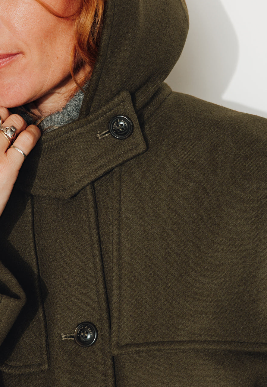 ABEKIA - ABEKIA - Manteau court oversize en drap de laine vierge kaki Kaki / Khaki - Trench & Coat