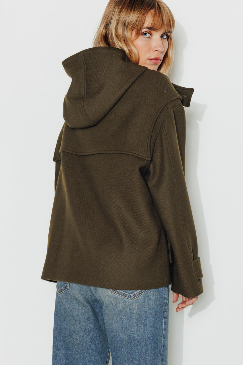 ABEKIA - ABEKIA - Manteau court oversize en drap de laine vierge kaki Kaki / Khaki - Trench & Coat
