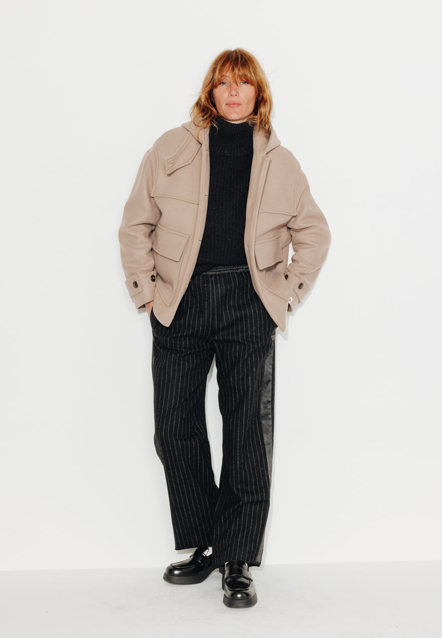 ABEKIA - ABEKIA - Manteau court oversize en drap de laine vierge beige Beige / Beige - Trench & Coat