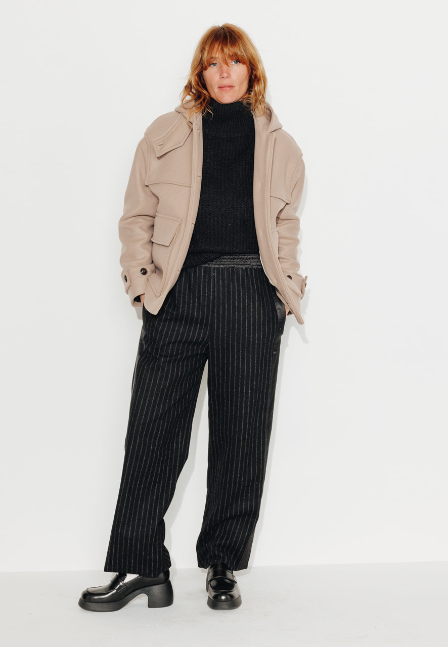 ABEKIA - ABEKIA - Manteau court oversize en drap de laine vierge beige Beige / Beige - Trench & Coat