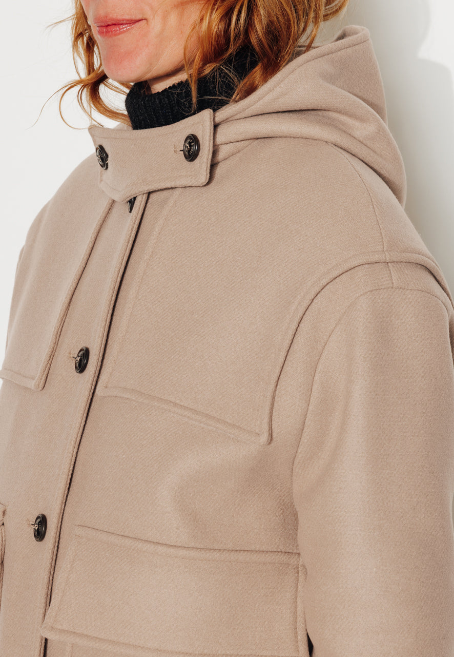 ABEKIA - ABEKIA - Manteau court oversize en drap de laine vierge beige Beige / Beige - Trench & Coat