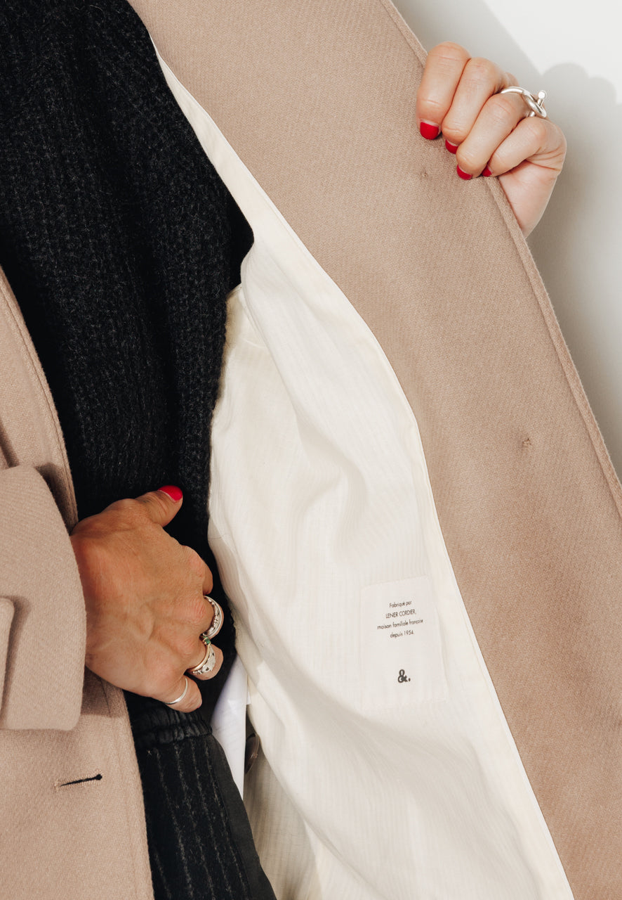 ABEKIA - ABEKIA - Manteau court oversize en drap de laine vierge beige Beige / Beige - Trench & Coat